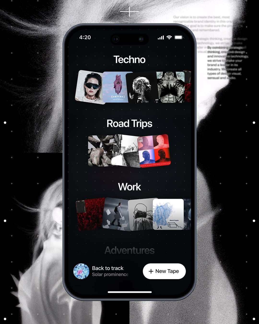 A music app where album covers come alive through AI
Futuristic listening spheres to share tracks, vibes & moments
Save, mix & send snippets—no more timestamps
Welcome to your sonic universe Image 0