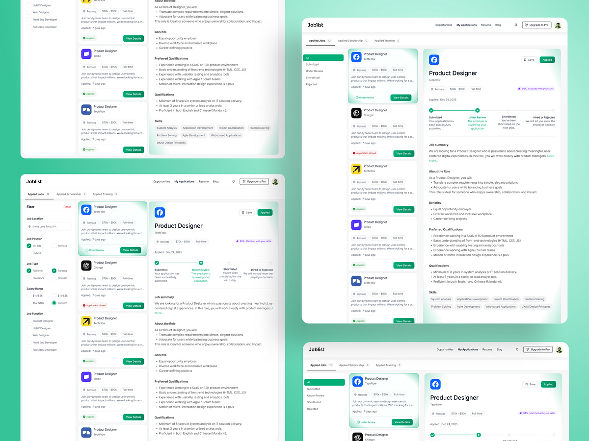 Job Tracking Dashboard Web App Image 1