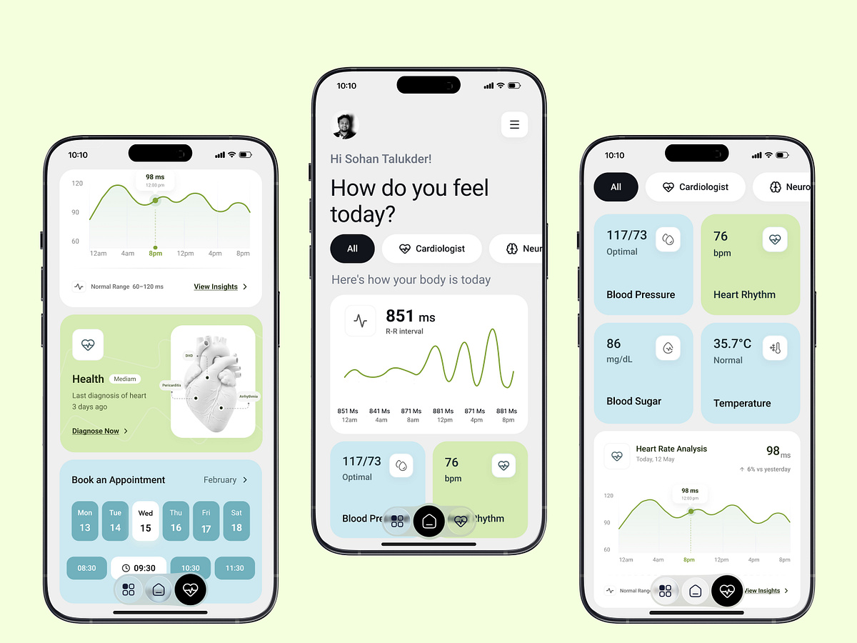 AI Health Monitoring App - Doctor Appointment Booking App Design