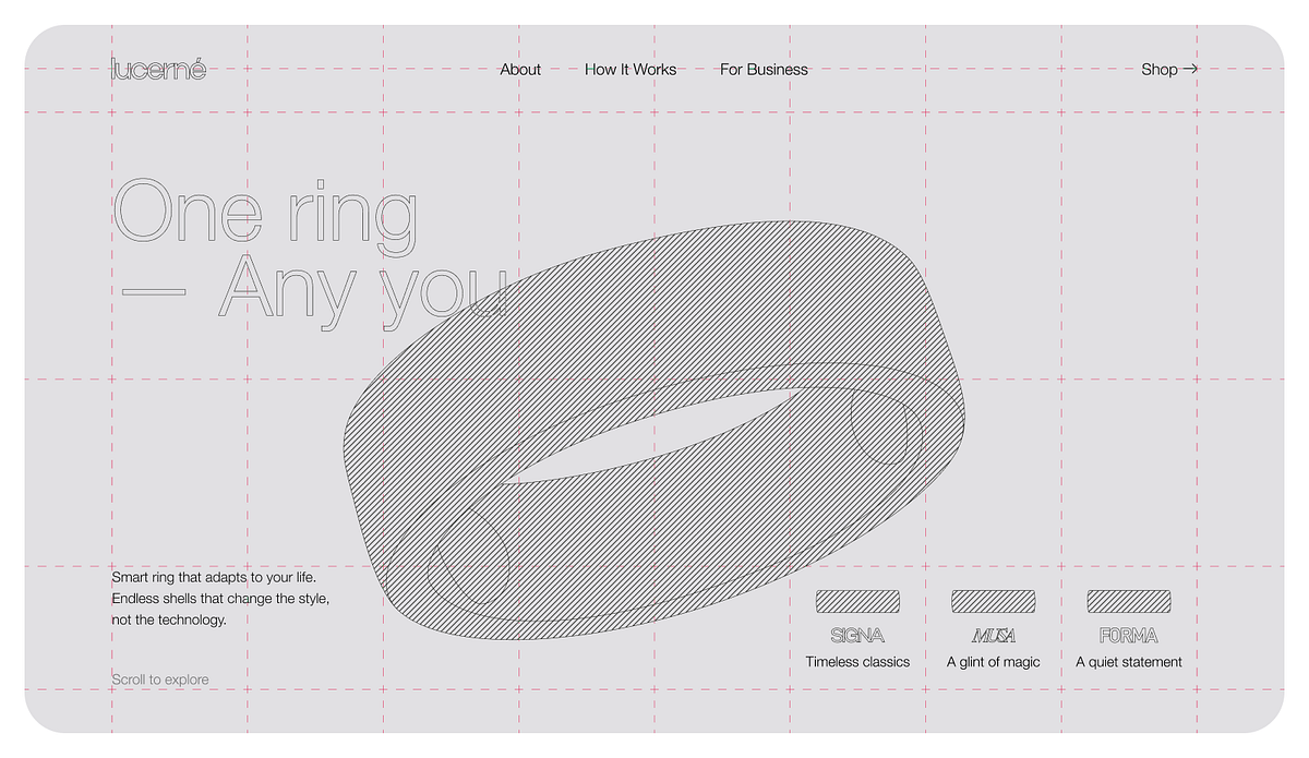 Lucerné • Modular Smart Ring • Landing Page Concept Image 1