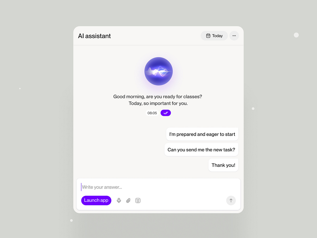 AI assistant - EdTech startup - dashboard widget