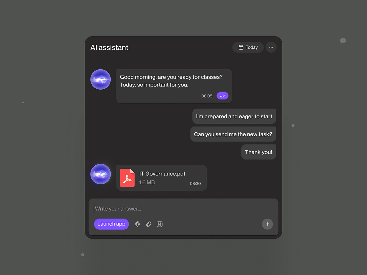 AI assistant - EdTech startup - dashboard widget Image 0