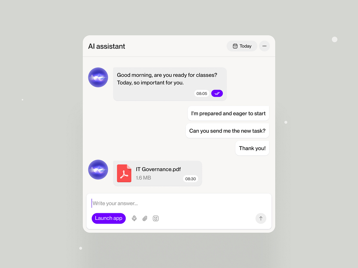 AI assistant - EdTech startup - dashboard widget Image 1