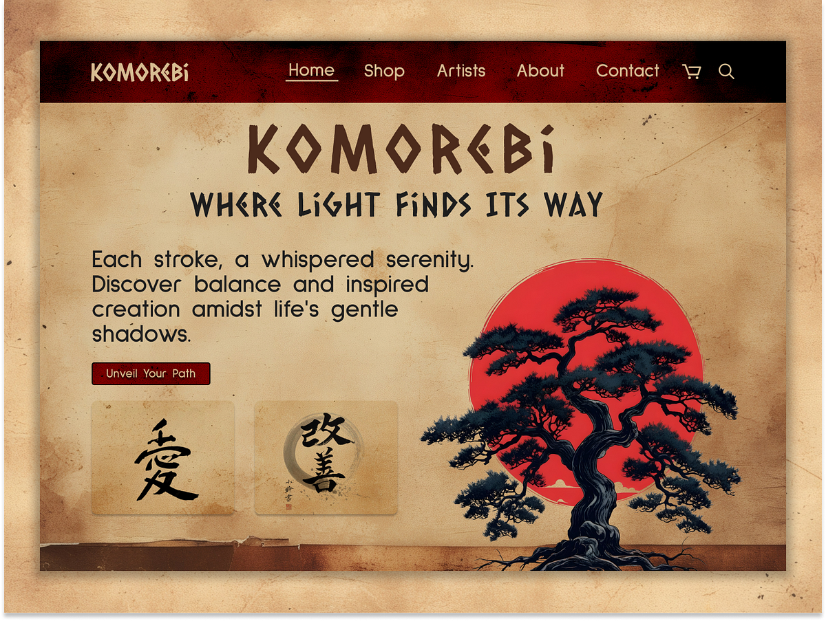 Komorebi - UI Design authentic Japanese calligraphy art Website