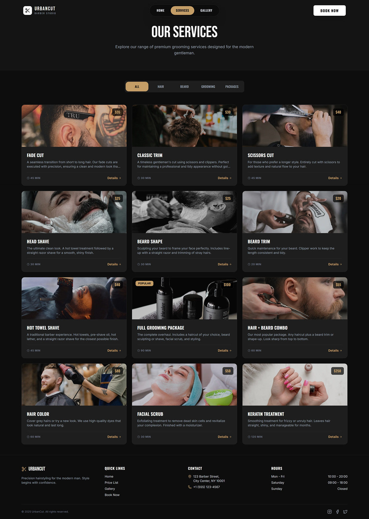 UrbanCut - Men’s Barber Studio Website Design Image 0