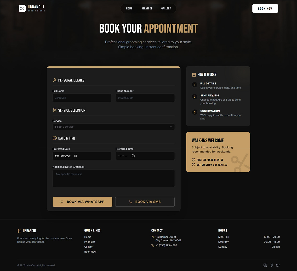 UrbanCut - Men’s Barber Studio Website Design Image 2