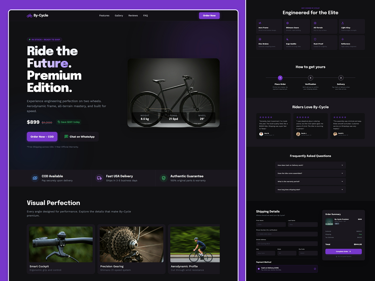 By-Cycle — Modern eCommerce Landing Page Design