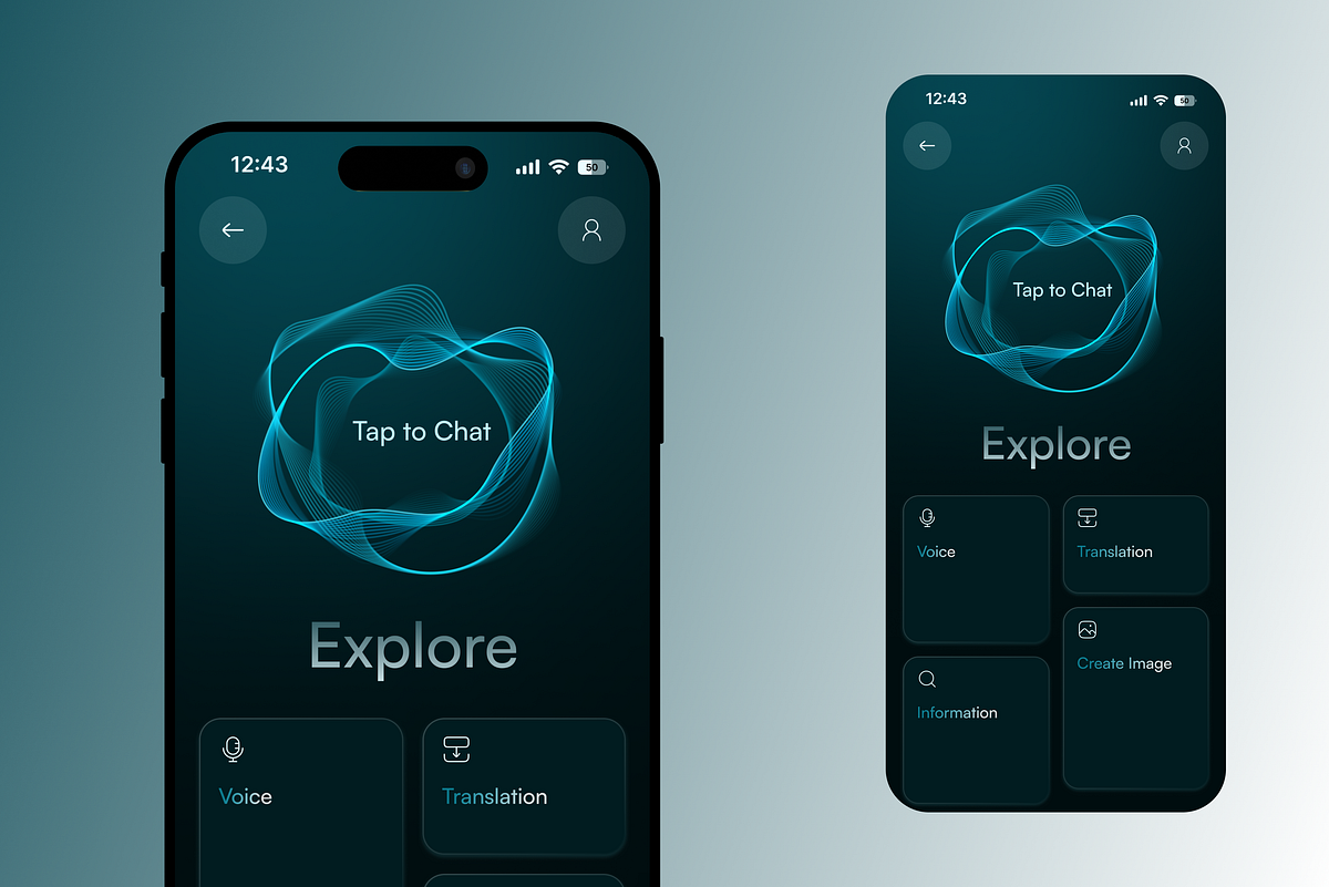 AI Voice Assistant App UI Design | Smart AI, Voice