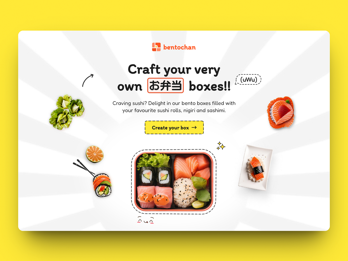 Hero section for Bento box service