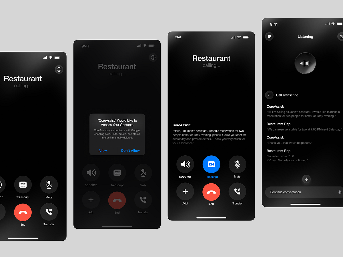 AI Call Assistant App UI – Dark Mode Mobile Design Image 3
