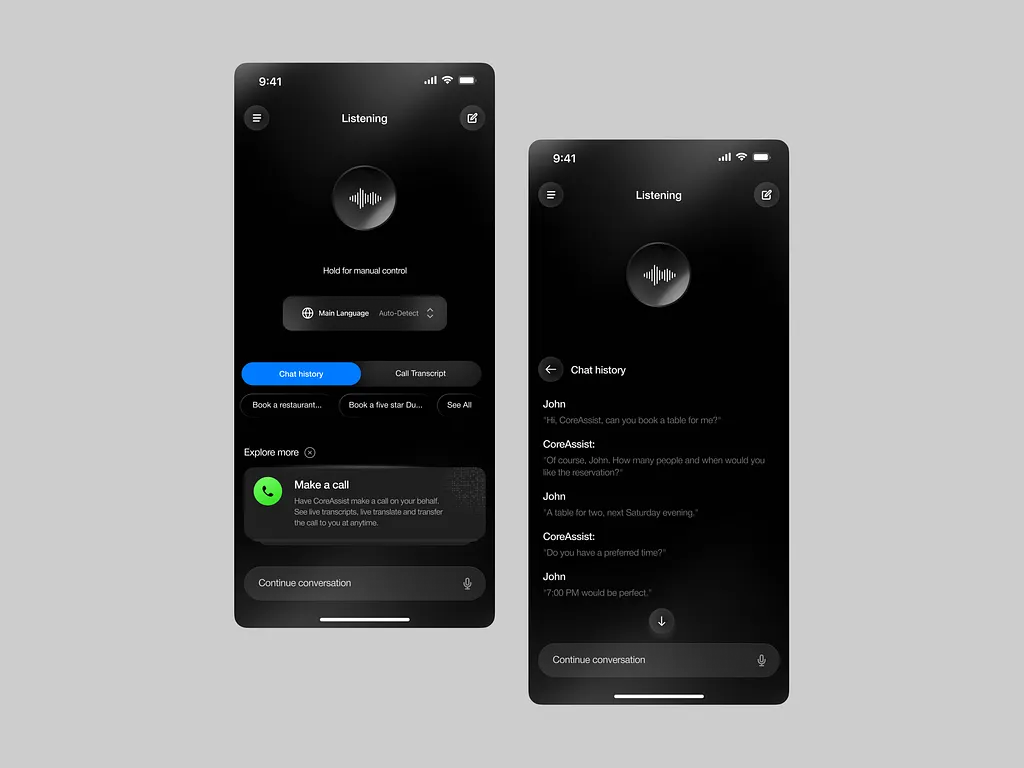 AI Call Assistant App UI – Dark Mode Mobile Design Image 4