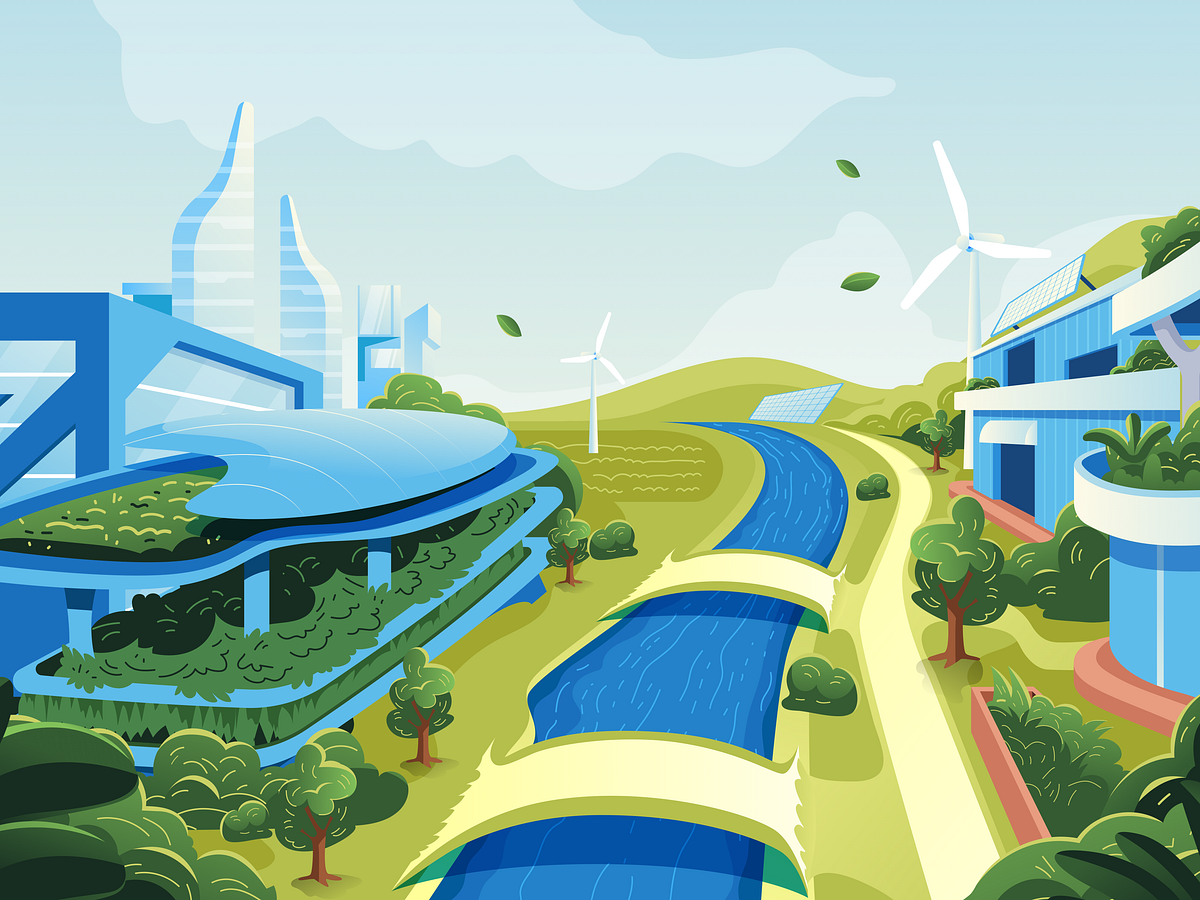 Futuristic Habitat Scene | Green Urban Flow Image 1