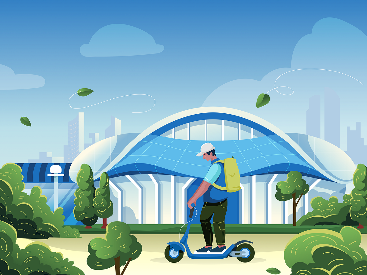 Futuristic Habitat Scene - Eco Urban Illustration