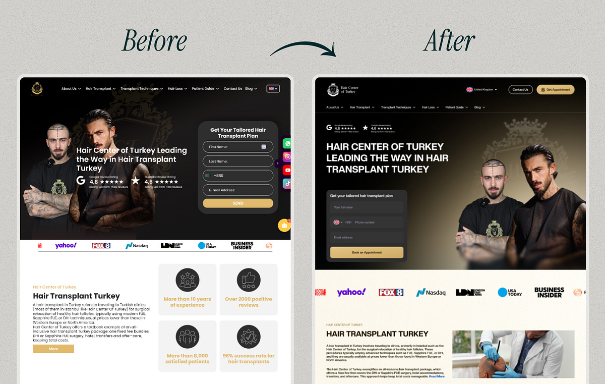 Hair Center of Turkey – Hair Transplant Website Design Redesign Image 1