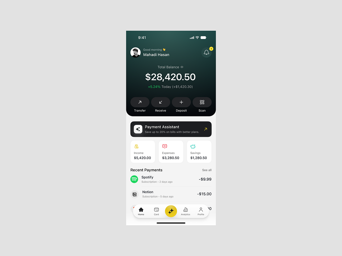 AI-Powered Banking & Wallet App  Design Image 1