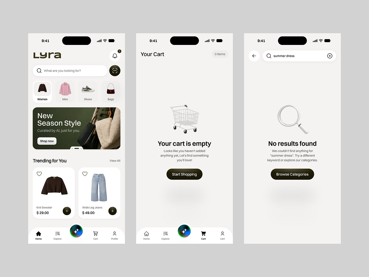 Lyra — AI-Powered Fashion Shopping App Design Image 0