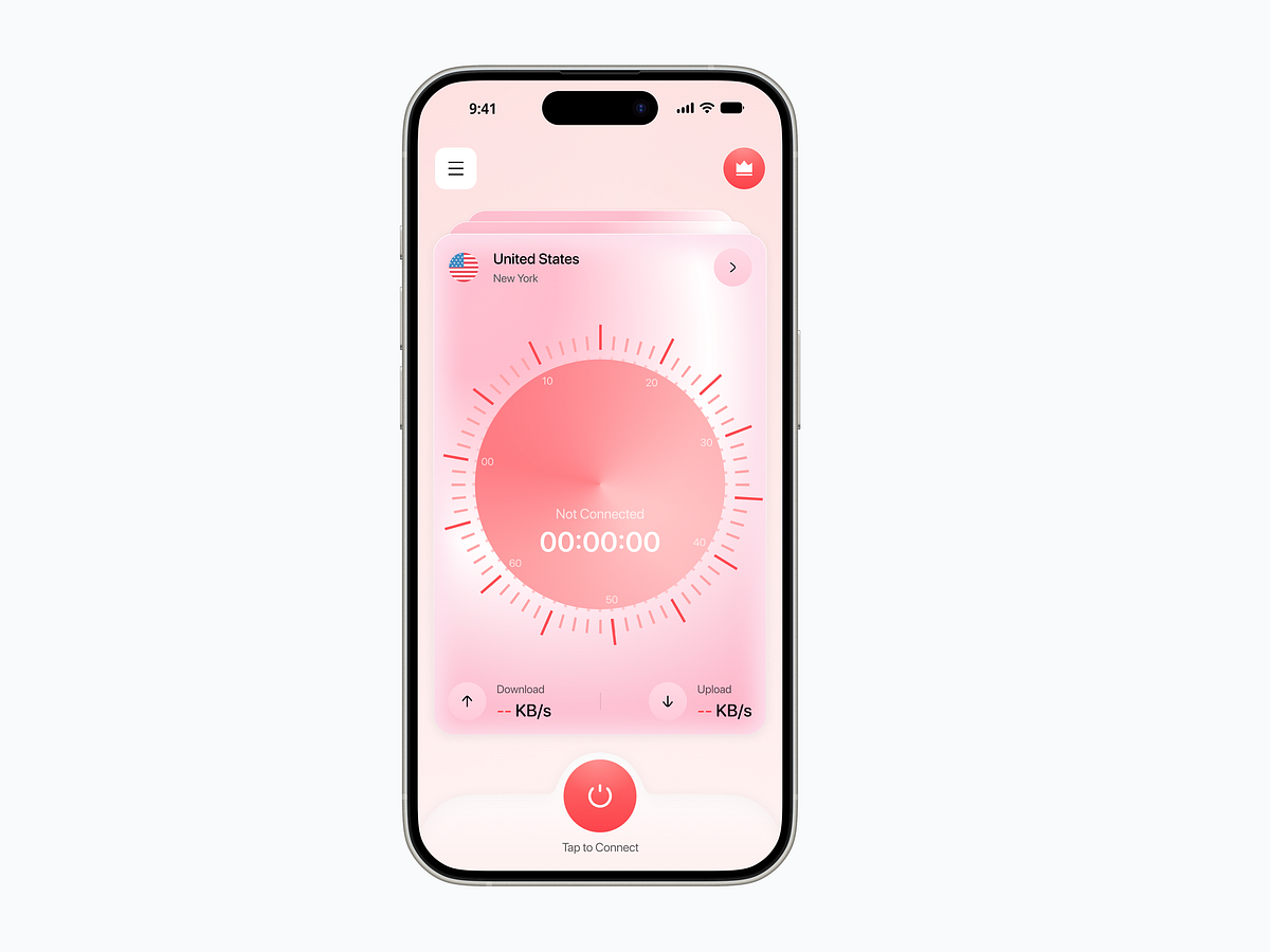 VPN App β Modern Secure Connection & Server Selection UI Image 1
