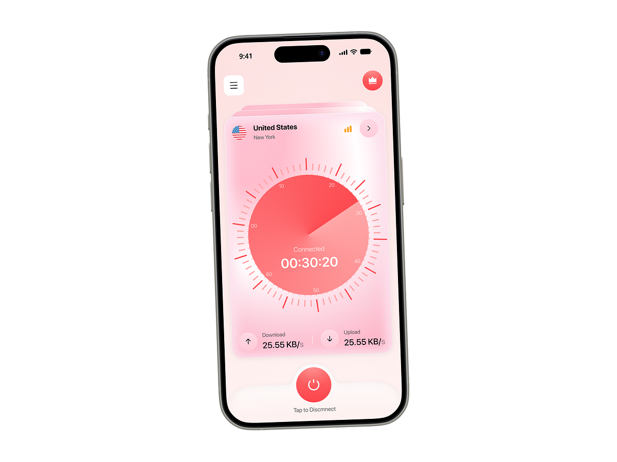 VPN App β Modern Secure Connection & Server Selection UI Image 2