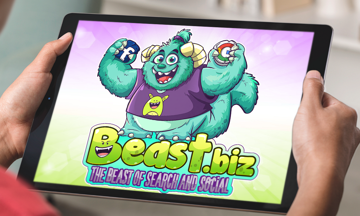 Cute Beast Mascot Illustration, Monster Logo Design