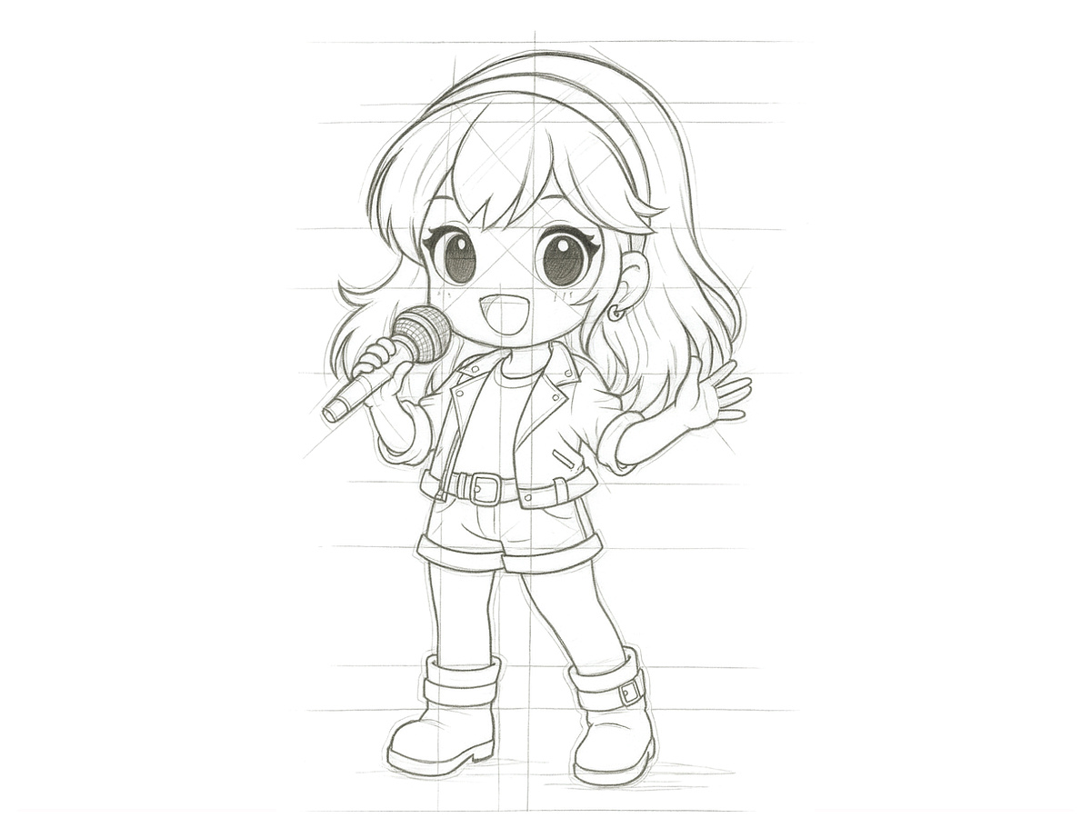 How to Draw a Cartoon Chibi Singer Girl Step by Step Image 0