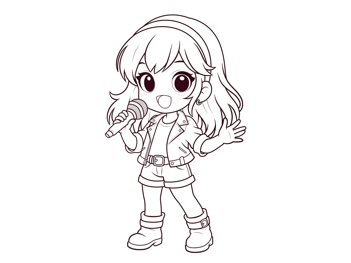 How to Draw a Cartoon Chibi Singer Girl Step by Step Image 1