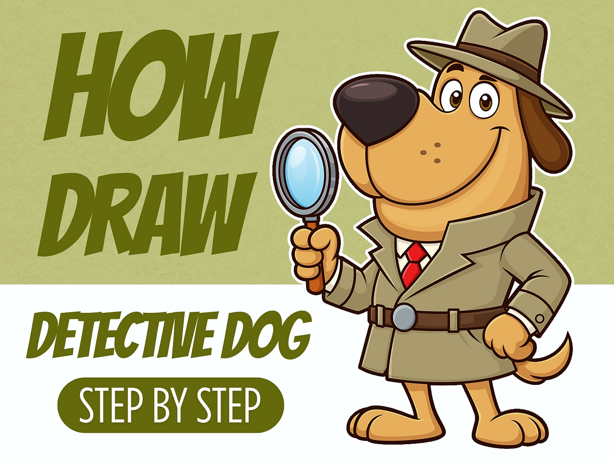 How to Draw a Smart Cartoon Detective Dog Step by Step