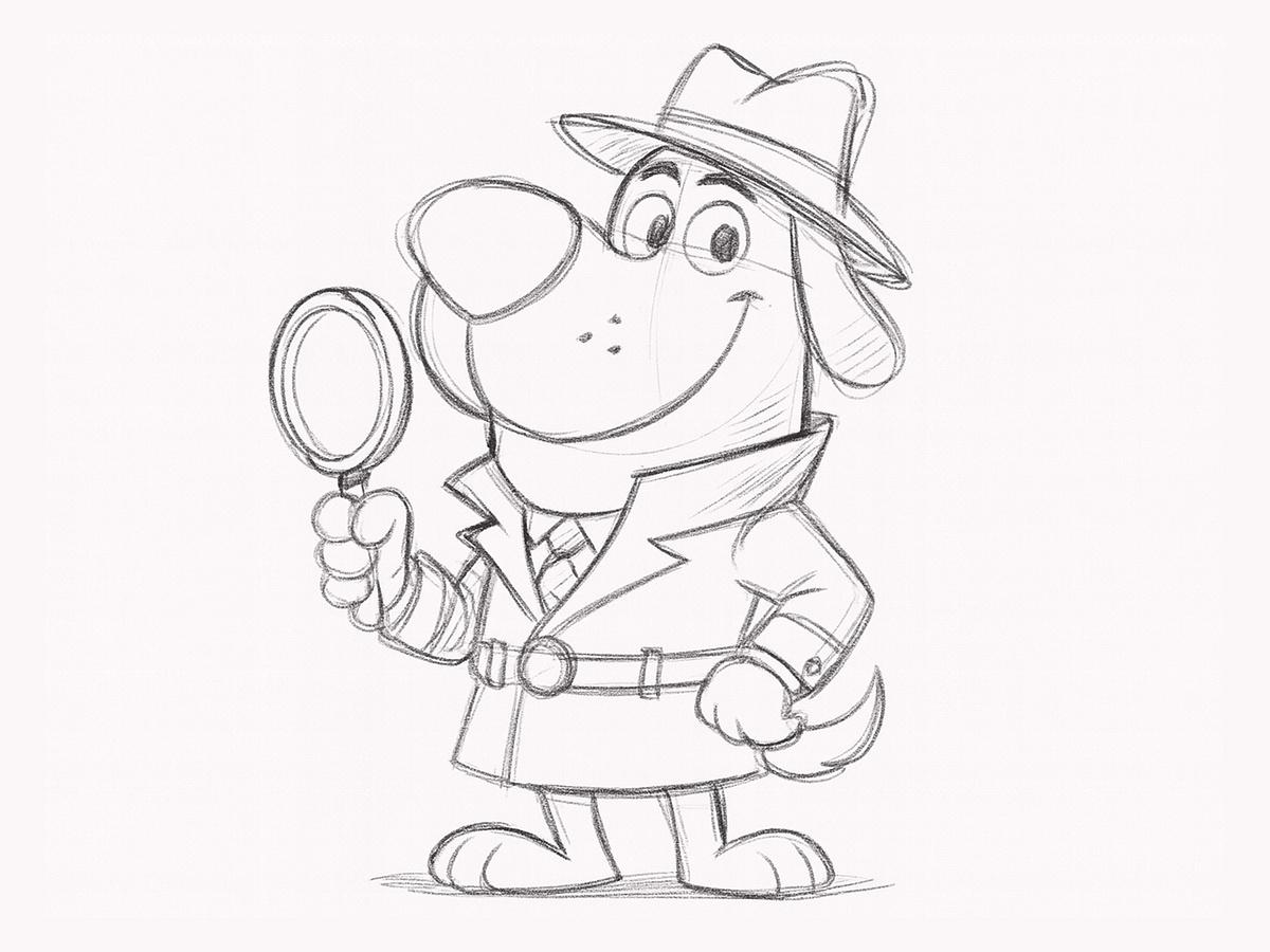 How to Draw a Smart Cartoon Detective Dog Step by Step Image 0