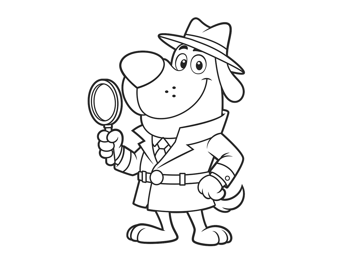 How to Draw a Smart Cartoon Detective Dog Step by Step Image 1
