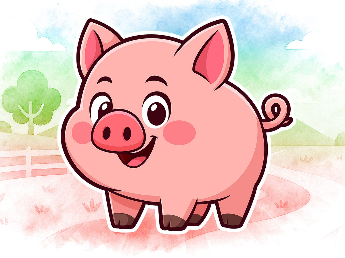 Pig farm animal illustration, Character Design For Kids