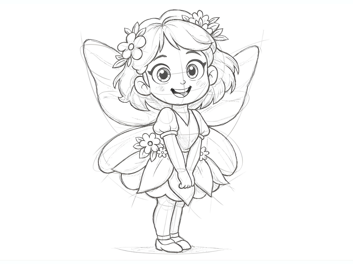 Cute Fairy Girl Cartoon Illustration for Notebook Cover Design Image 3