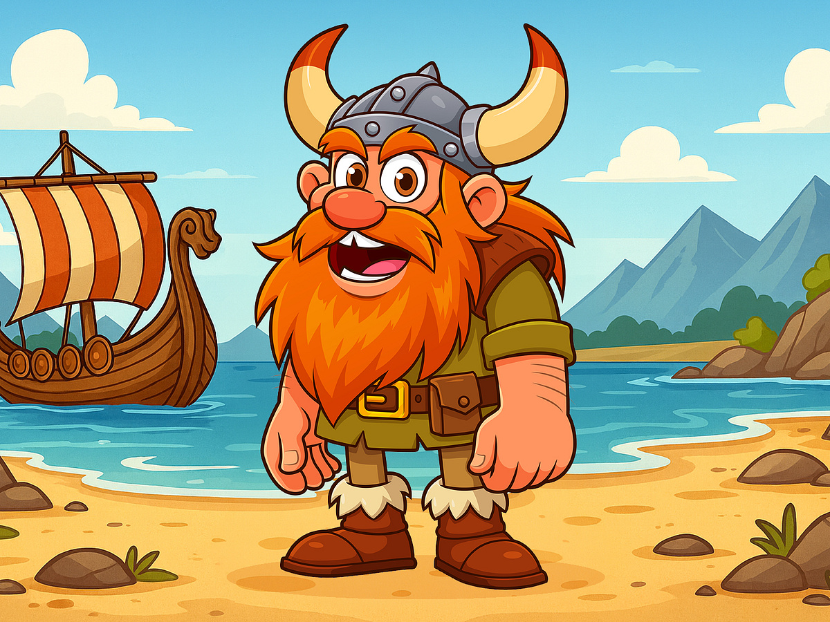 Viking warrior cartoon character vector illustration