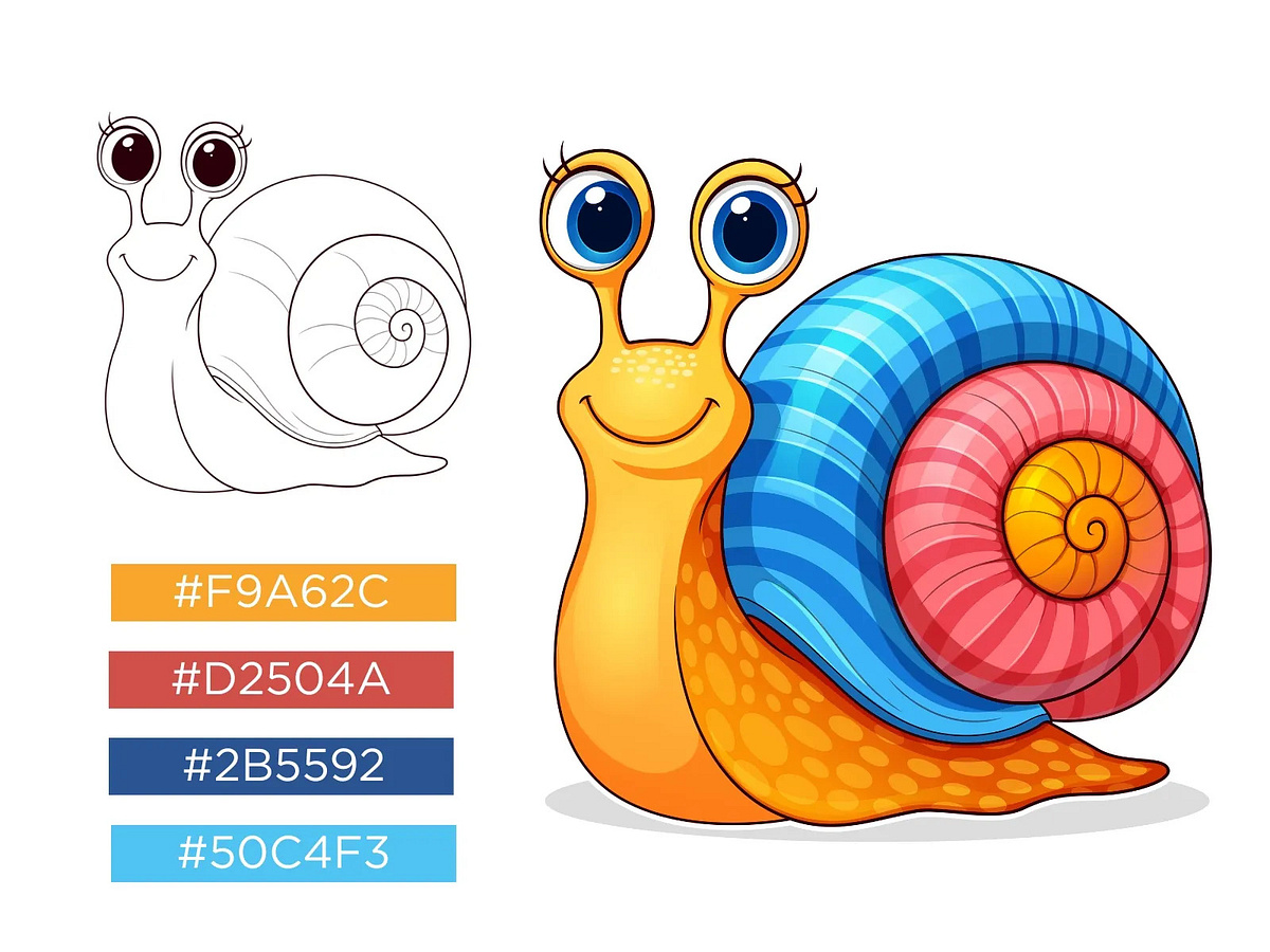 Snail Cute Character, Snail Mascot Design, Cream Package Design