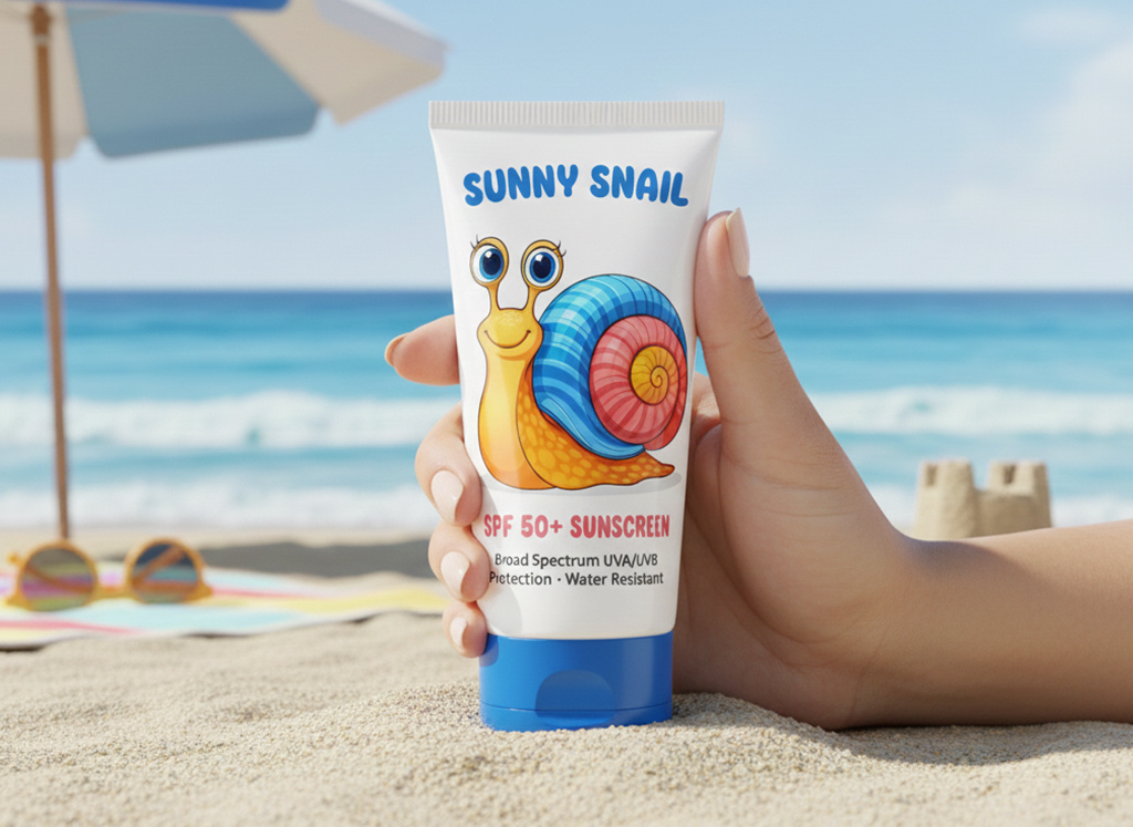 Snail Cute Character, Snail Mascot Design, Cream Package Design Image 1