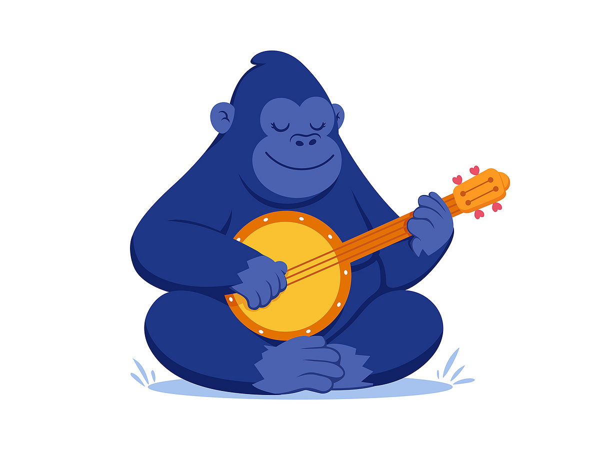 Funny Gorilla Cartoon, Music Album Cover Design in Cartoon Style Image 3