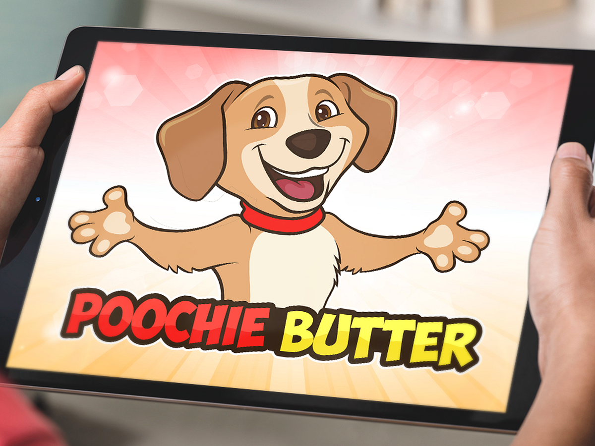 Happy Dog Cartoon Logo, Pet Mascot Brand Design