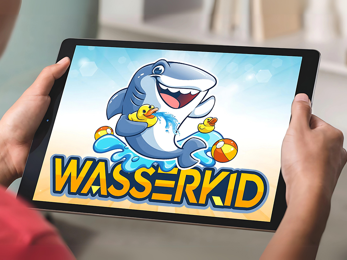 Custom Shark Cartoon Logo, Happy Shark Illustration