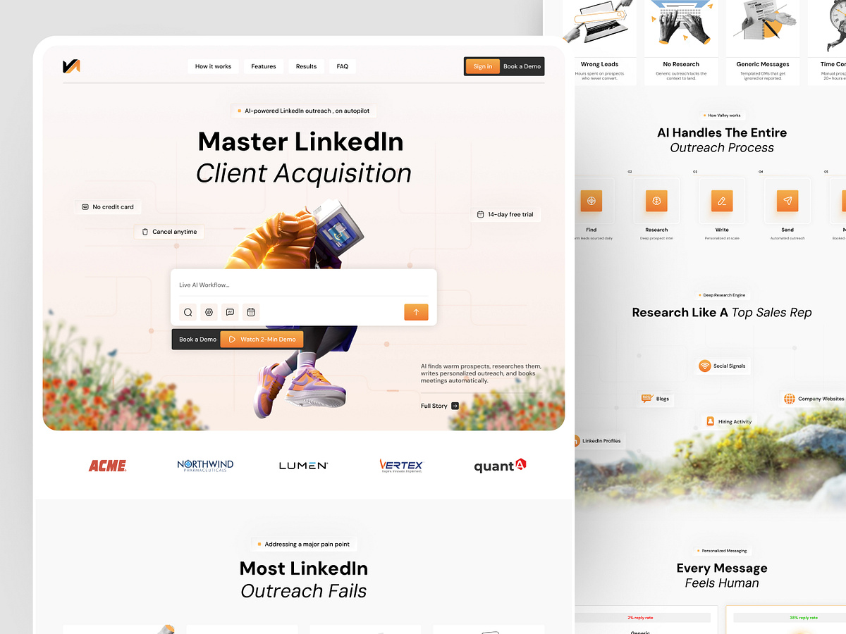 Linkedin Automation Platform Landing Page ✦  Valley