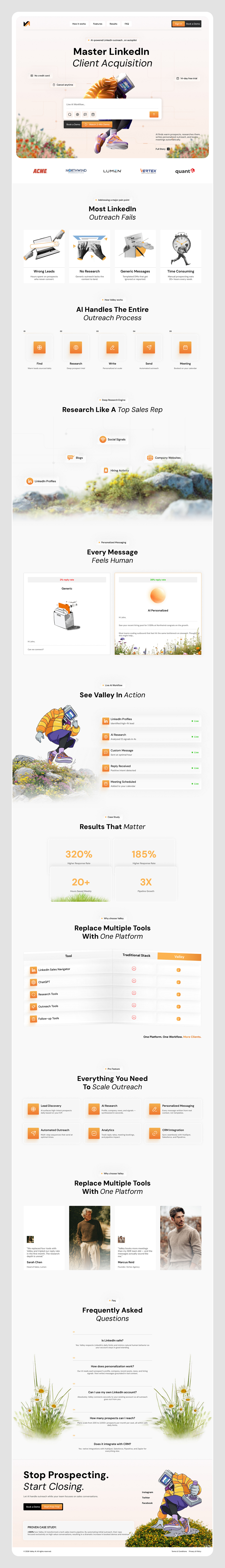 Linkedin Automation Platform Landing Page ✦  Valley Image 1