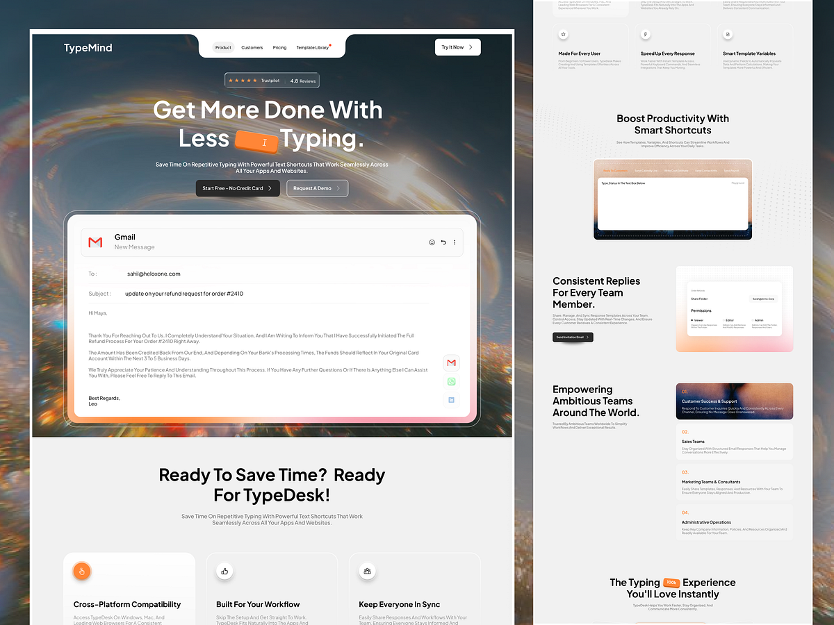 Typedesk Website  Landing Page ✦ TypeMind