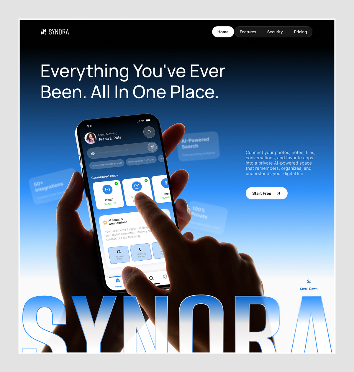 AI Personal Workspace Landing Page ✦ Synora Image 0