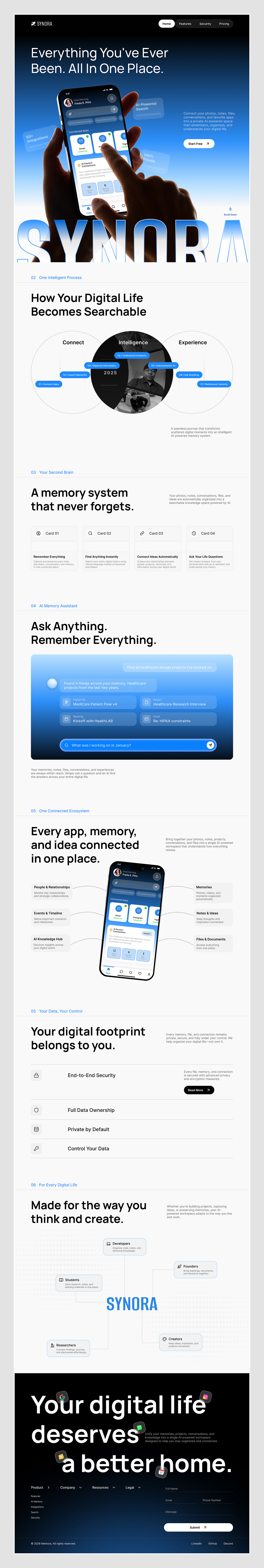 AI Personal Workspace Landing Page ✦ Synora Image 1