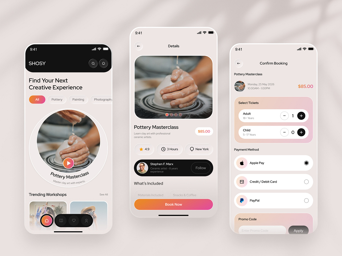Workshop Booking Mobile App ✦ Shosy Image 0