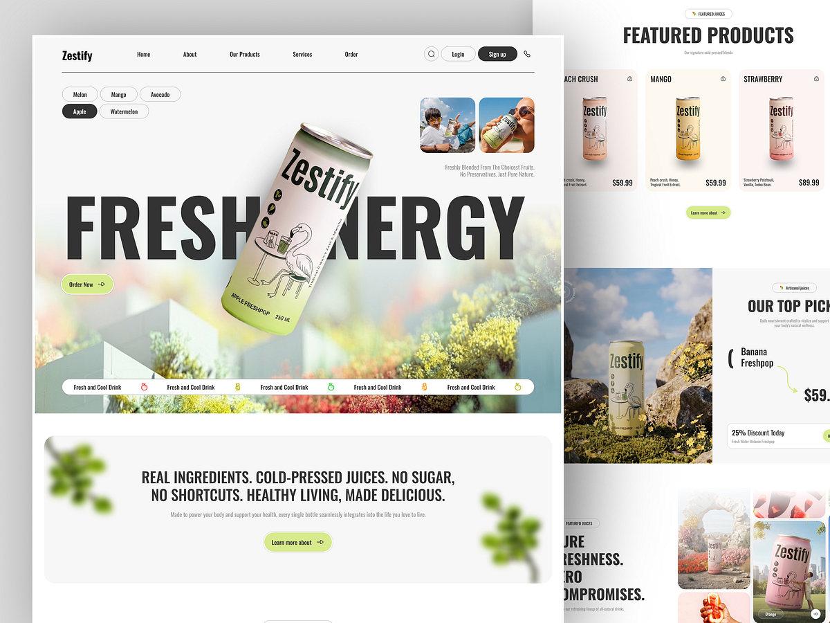 E-Commerce Juice Landing Page Design