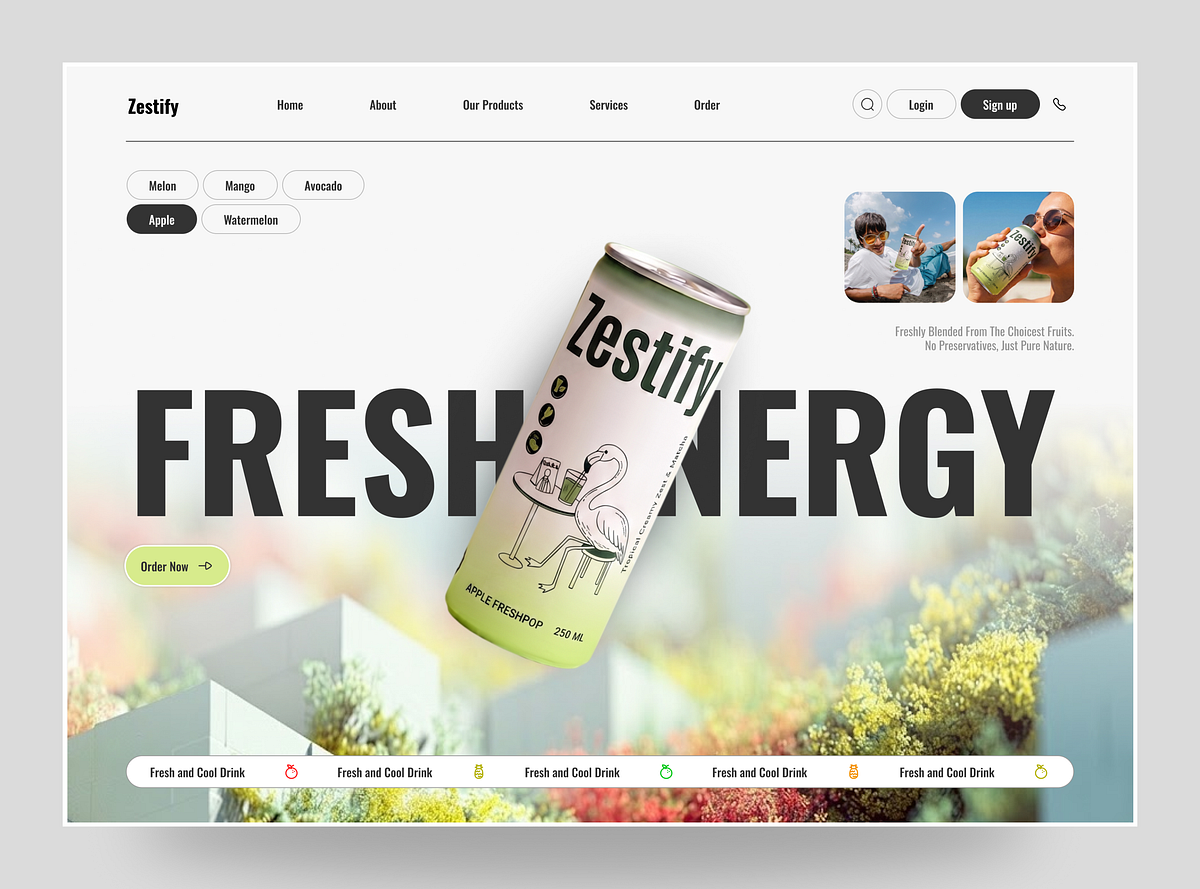 E-Commerce Juice Landing Page Design Image 0