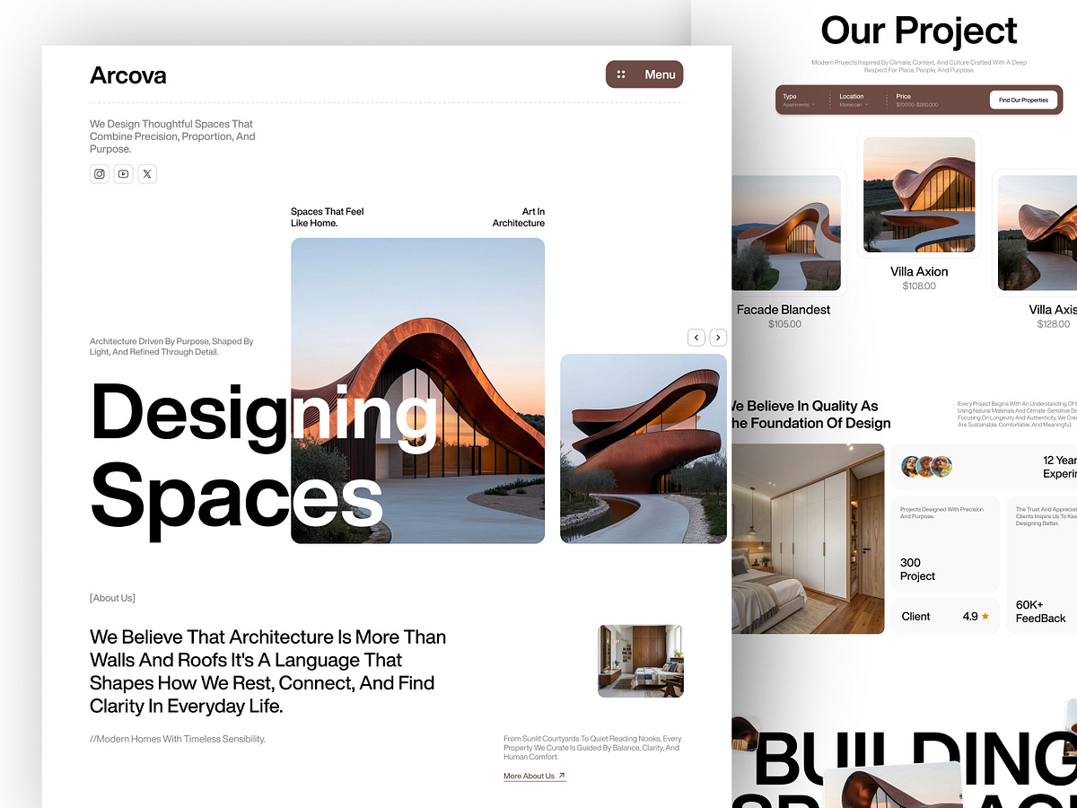 Architecture Website Landing Page ✦ Arcova