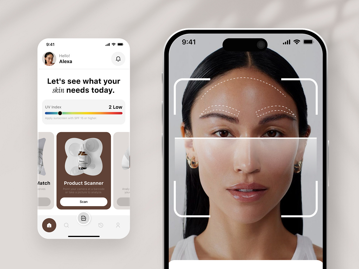 AI Skincare Mobile App UI ✦ Skindose