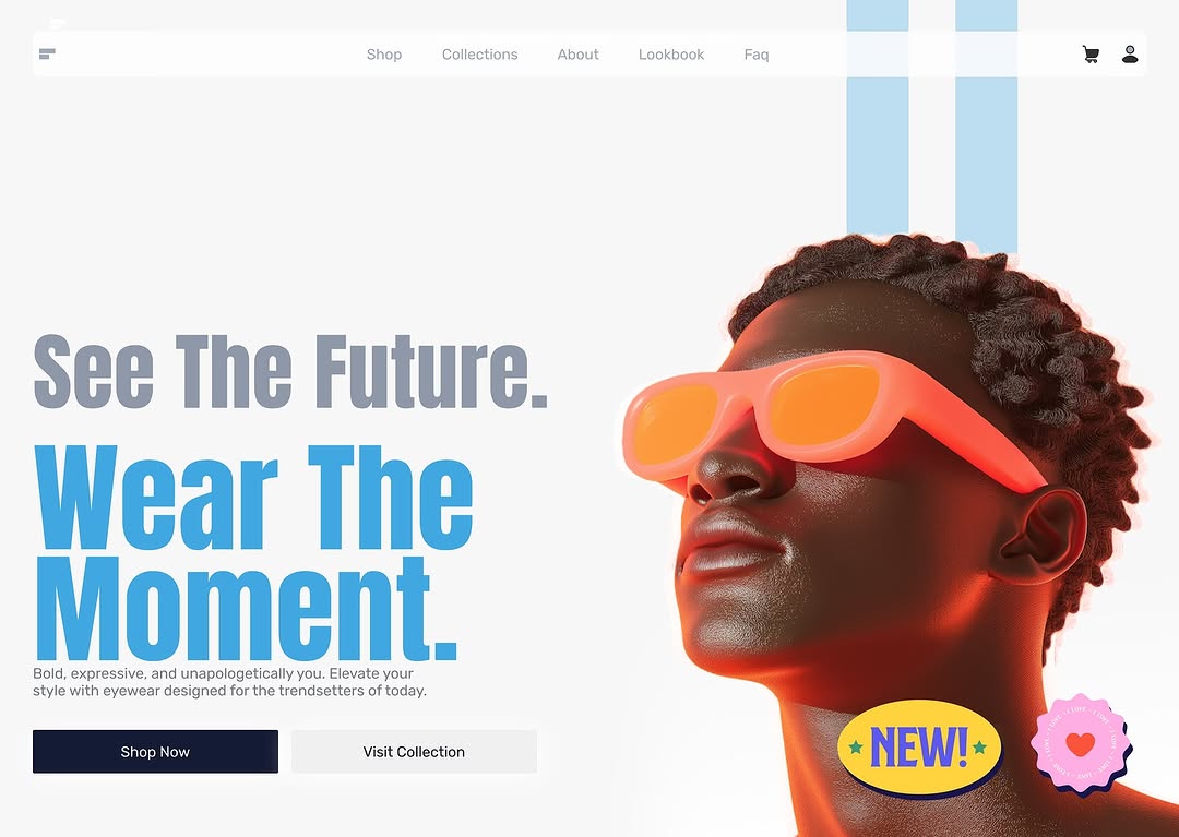 Decided to work on a futuristic eye glasses website. Shaping the future of classy eye wear. #optometría #eyeglasses #eyeglasses #agency #rokplacedigital #uiux #uxdesigns #websitedesigncompany