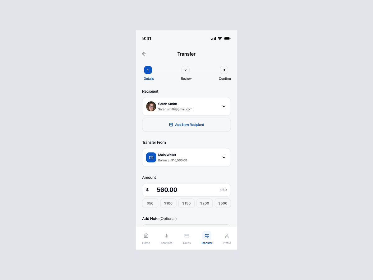 Fintech Money Transfer App UI Design Image 0