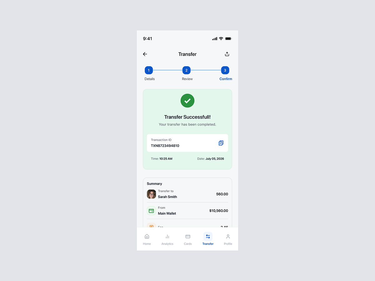 Fintech Money Transfer App UI Design Image 1