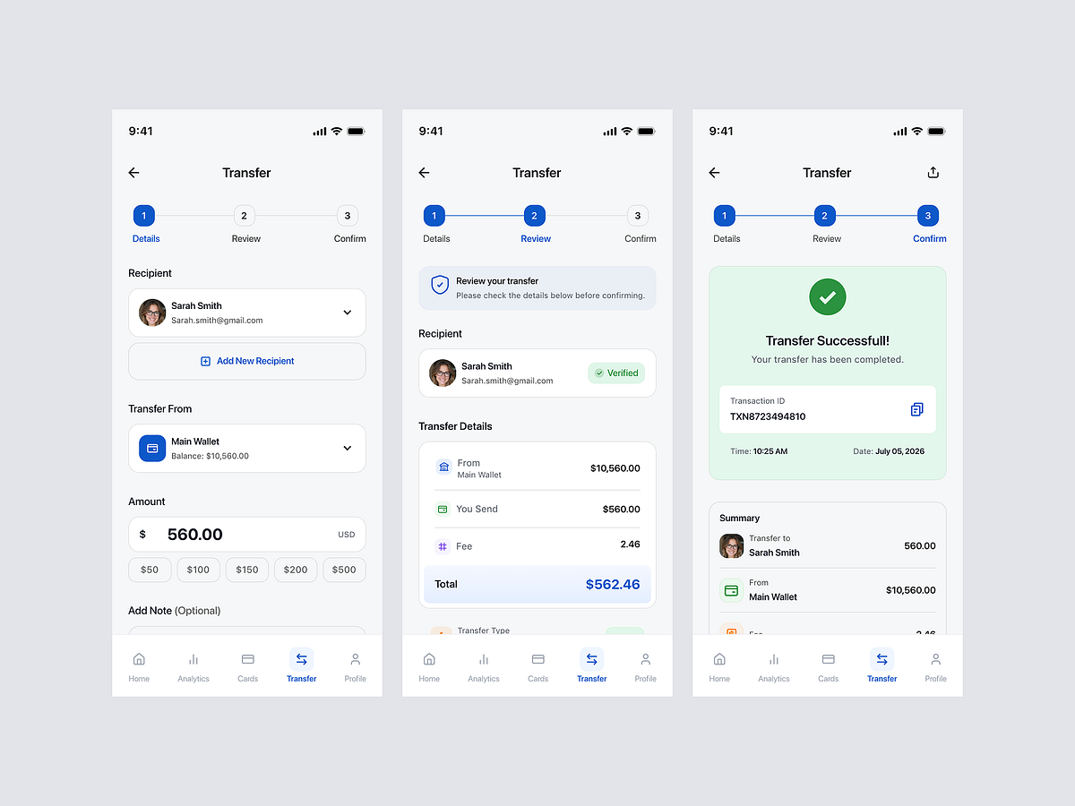 Fintech Money Transfer App UI Design Image 7